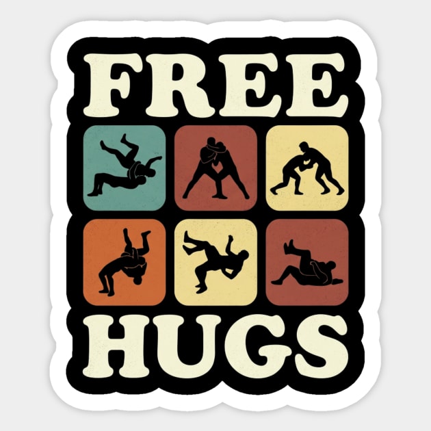 Free Hugs Wrestling Grappling Humor Sticker by ArtistTee ⭐⭐⭐⭐⭐